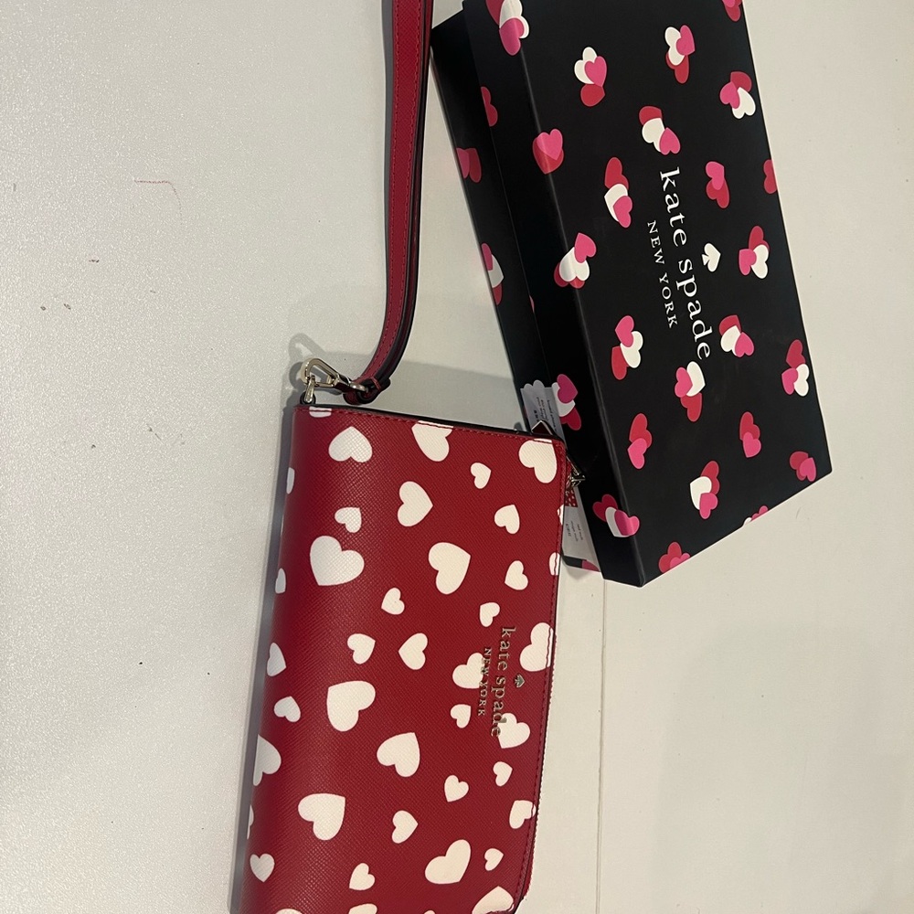 Kate Spade Red Heart Wallet and phone Wristlet